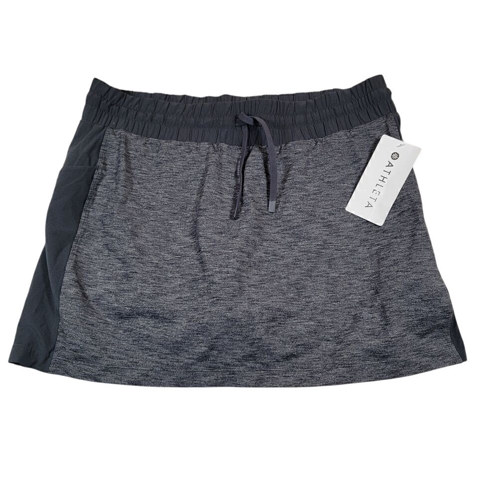 NWT Athleta Women's Excursion‎ Hybrid Skort Sz L Heathered Gray Mesh Short Lined